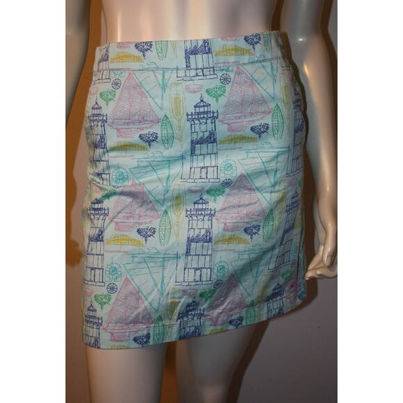 VINEYARD VINES Skirt Girls 16 Aqua Lighthouse Sailboat Nautical Pink Adjustable - Picture 1 of 7